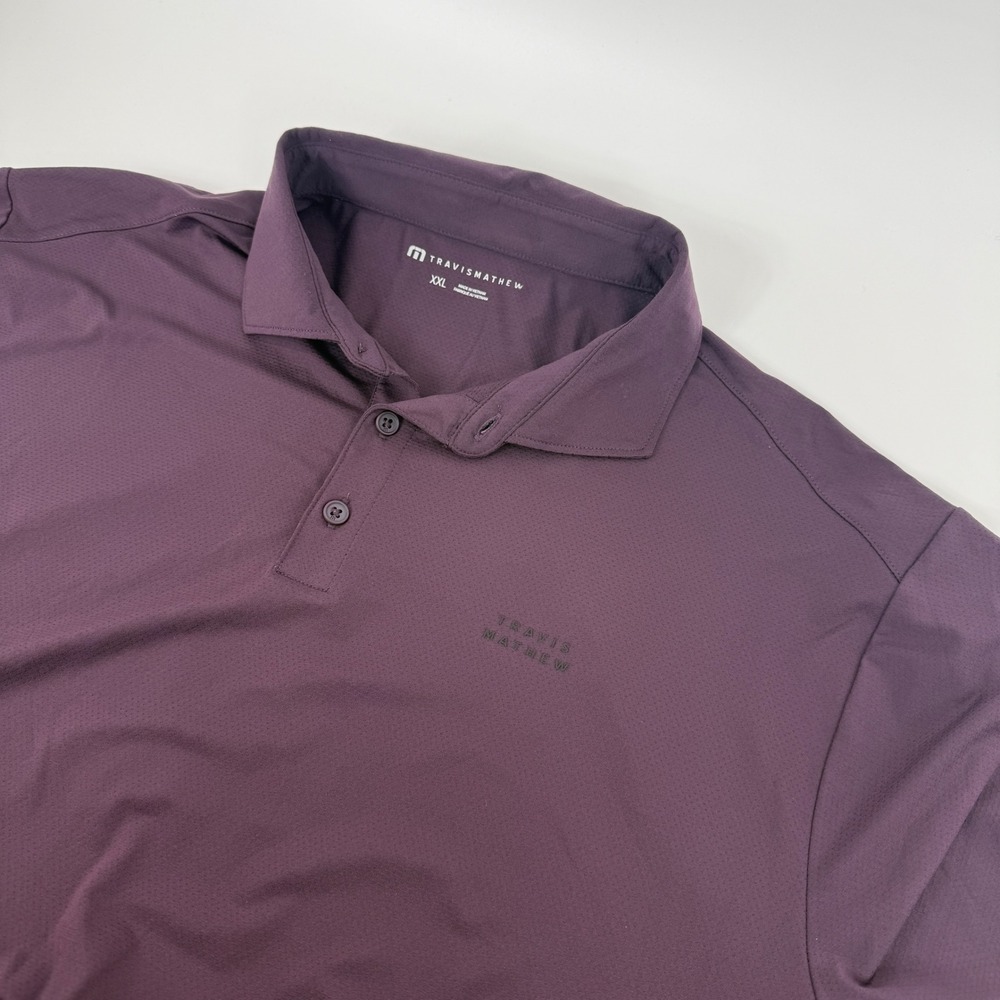 TravisMathew Mens XXL Plum‎ Purple Micro Mesh Performance Golf Polo Shirt